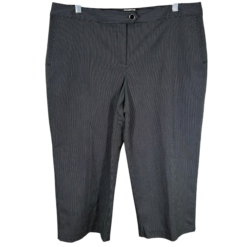 IZOD PerformX Womens Black Pinstripe Stretch Cropped Pants Size 14 Golf